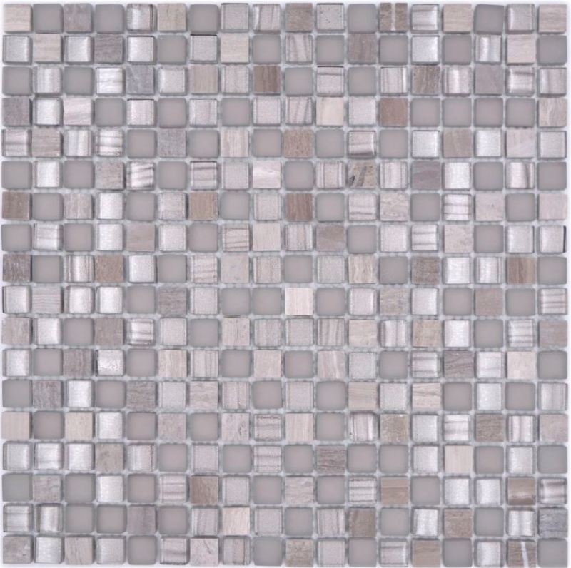 Échantillon manuel de carreaux de mosaïque verre pierre naturelle mosaïque pierre mix gris mat miroir de carreaux MOS92-590_m