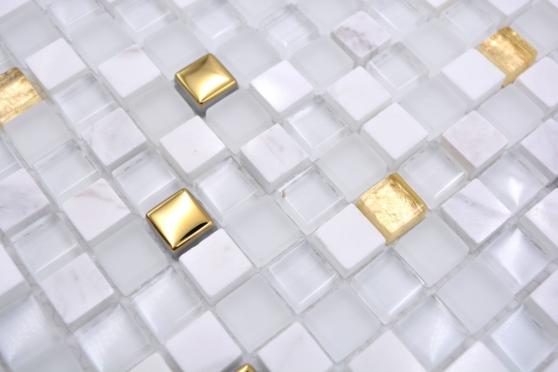 Campione a mano piastrelle di mosaico vetro pietra naturale mosaico pietra EP mix oro bianco backsplash MOS92-640_m