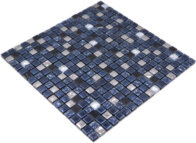 Hand sample mosaic tile glass natural stone mosaic stone EP mix black silver kitchen splashback MOS92-660_m