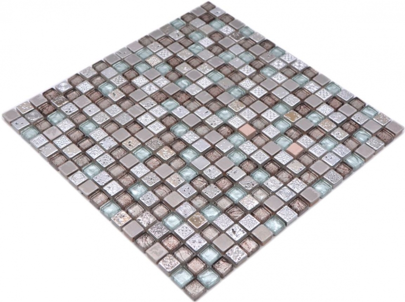 Hand sample mosaic tile glass natural stone mosaic resin steel mix EP gray kitchen bathroom wall MOS92-680_m