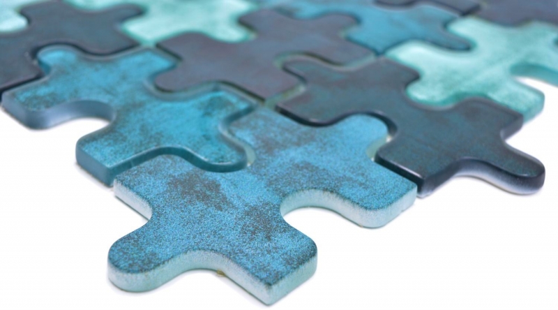 Handmuster Mosaikfliese Glasmosaik Kombi Puzzle mix türkis blau Küchenrückwand Badezimmer MOS88-PT03_m