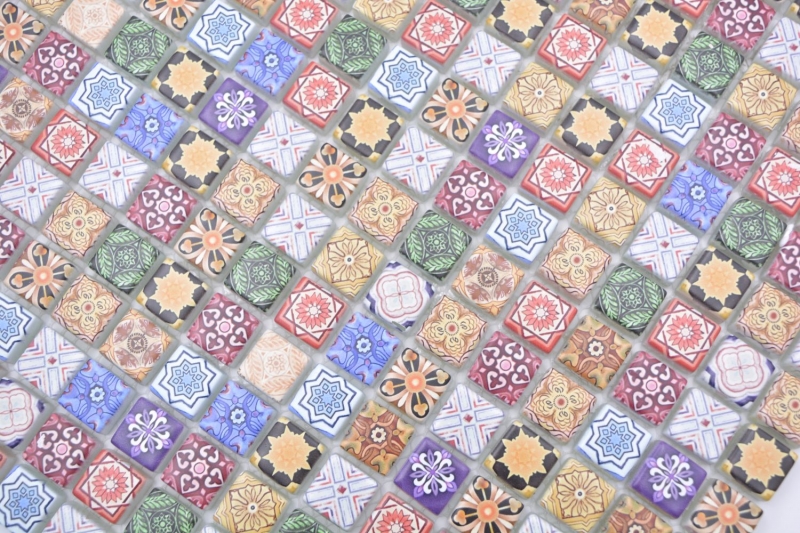 Piastrella di mosaico dipinta a mano combinazione di mosaico di vetro Retro Biscuit Colore piastrelle colorate backsplash bagno MOS78-RB83_m