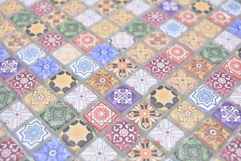 Piastrella di vetro a mosaico retro marocchino aspetto ornamentale piastrelle colorate backsplash bagno MOS78-RB83