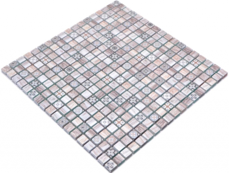 Hand sample mosaic tile glass mosaic combi retro wood brown light tile backsplash kitchen MOS78-W79_m
