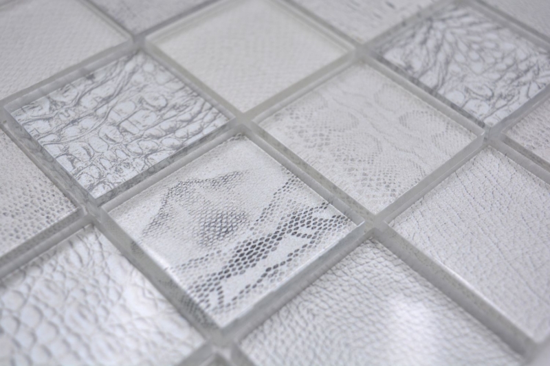 Hand sample mosaic tile glass mosaic combi forest white kitchen splashback tile backsplash MOS78-W18_m
