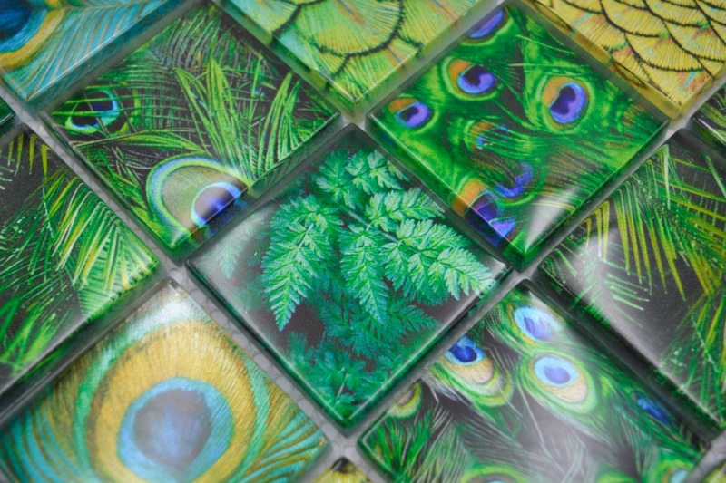 Piastrella di mosaico dipinta a mano mosaico di vetro combi verde foresta cucina splashback bagno MOS78-W88_m