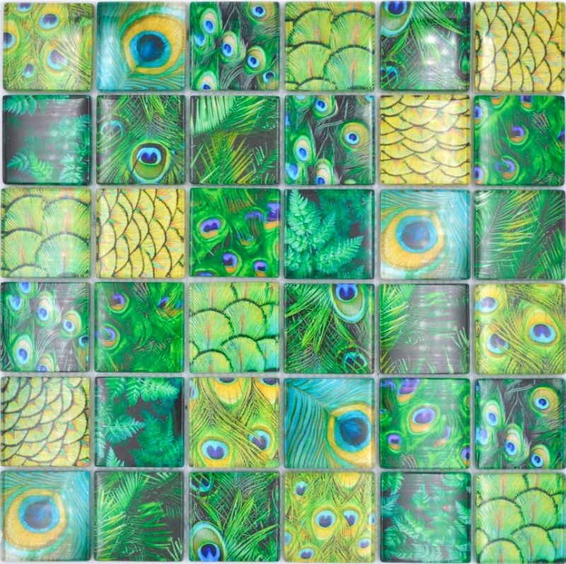 Handmuster Mosaikfliese Glasmosaik Kombi Forest grün Küchenrückwand Bad MOS78-W88_m