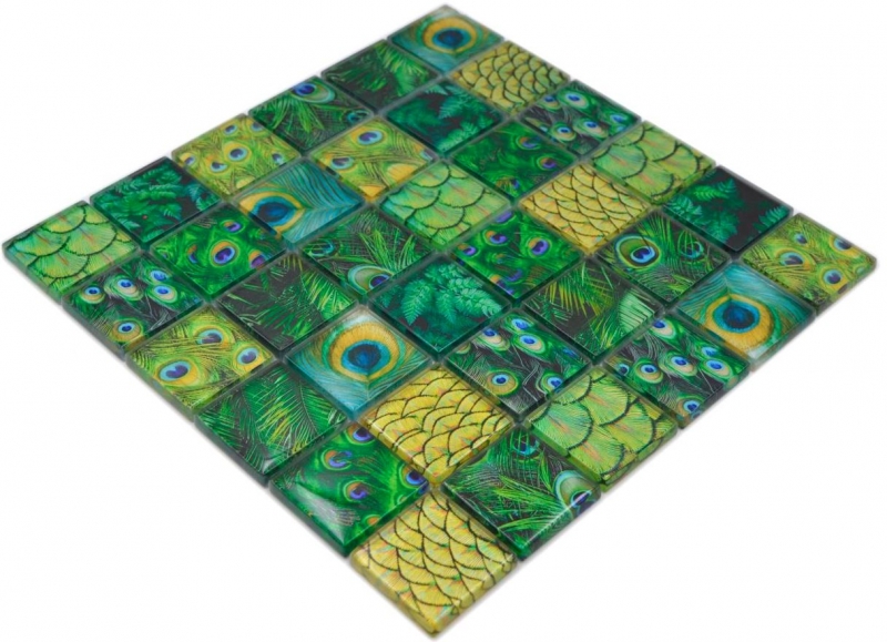 Hand-painted mosaic tile glass mosaic combi forest green kitchen splashback bathroom MOS78-W88_m