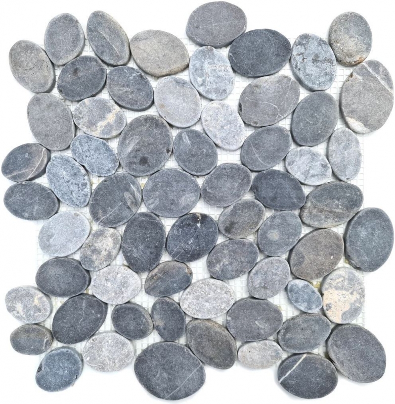 Échantillon manuel de carreaux de mosaïque Pierre naturelle Galets de rivière galets de pierre coupés ash gris carreaux MOS30-SANI_m