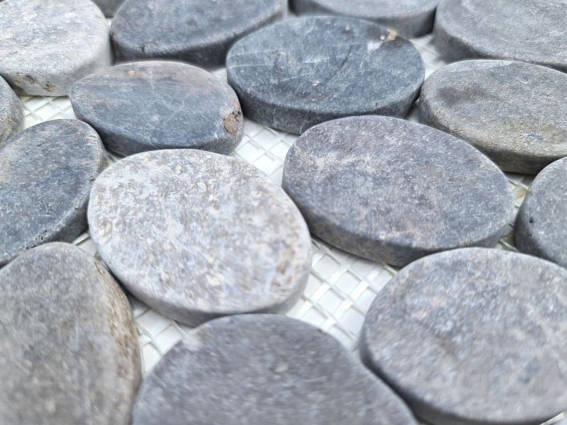 Hand sample mosaic tile natural stone river pebble stone pebble cut ash gray tile backsplash MOS30-SANI_m