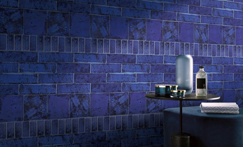 Wall tile vintage ceramic blue glossy kitchen bathroom shower MOS24-AIR02