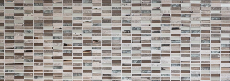 Rectangular mosaic tiles glass mosaic rods light brown silver gray natural stone marble tile backsplash kitchen wall - MOS87-SM68_f | 10 mosaic mats