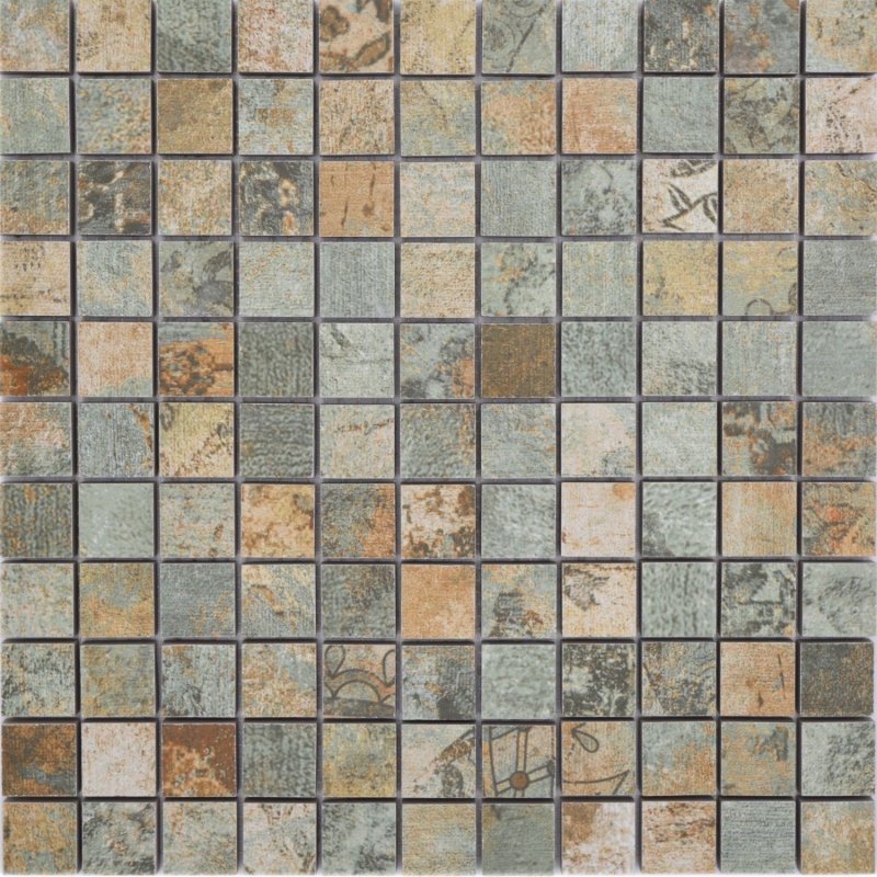 Mosaico ceramico gres porcellanato beige marrone grigio verde opaco parete pavimento cucina bagno doccia MOS18-25CB