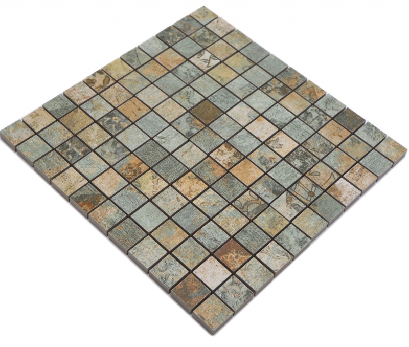 Mosaico ceramico gres porcellanato beige marrone grigio verde opaco parete pavimento cucina bagno doccia MOS18-25CB