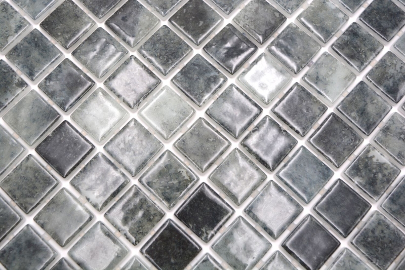 Schwimmbadmosaik Poolmosaik Glasmosaik schwarz anthrazit changierend Wand Boden Küche Bad Dusche MOS220-P56253