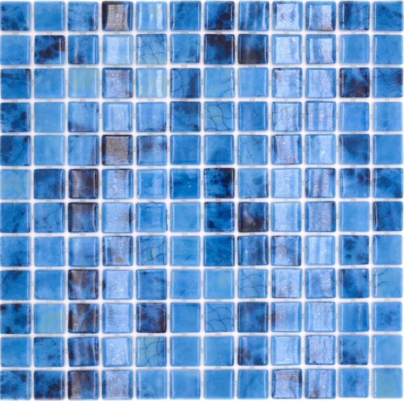 Schwimmbadmosaik Poolmosaik Glasmosaik blau changierend glänzend Wand Boden Küche Bad Dusche MOS220-P56255