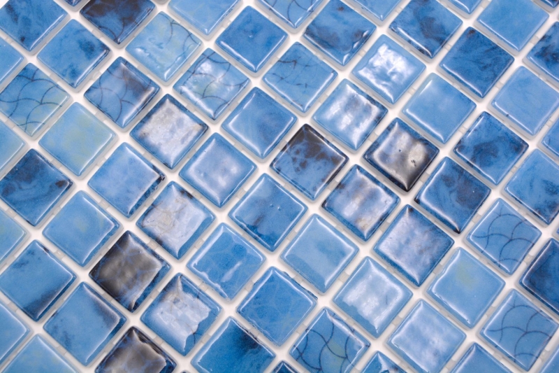 Schwimmbadmosaik Poolmosaik Glasmosaik blau changierend glänzend Wand Boden Küche Bad Dusche MOS220-P56255