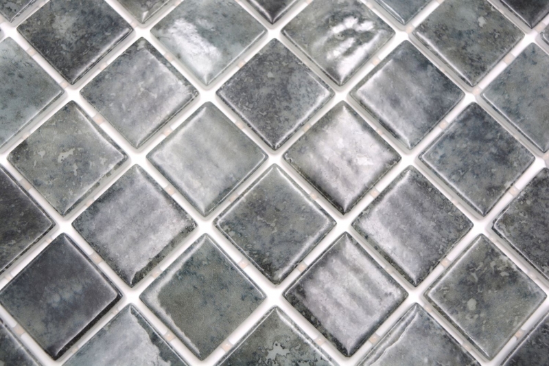 Schwimmbadmosaik Poolmosaik Glasmosaik schwarz anthrazit changierend Wand Boden Küche Bad Dusche MOS220-P56383