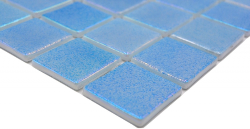 Schwimmbadmosaik Poolmosaik Glasmosaik hellblau irisierend mehrfarbig glänzend Wand Boden Küche Bad Dusche MOS220-P55381