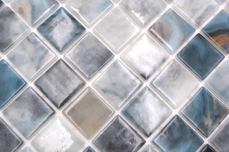 Schwimmbadmosaik Poolmosaik Glasmosaik grau anthrazit changierend Wand Boden Küche Bad Dusche MOS220-P56386