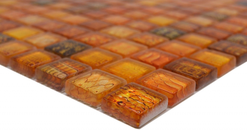 Mosaïque de verre Carreau de mosaïque orange brillant Snake mur cuisine salle de bain douche MOS68-WL44