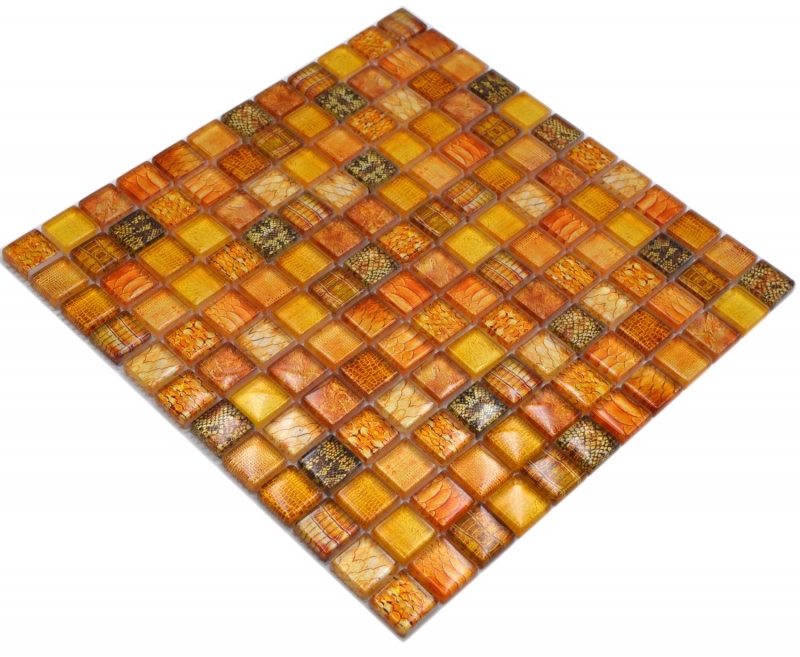 Glasmosaik Mosaikfliese orange glänzend Snake Wand Küche Bad Dusche MOS68-WL44