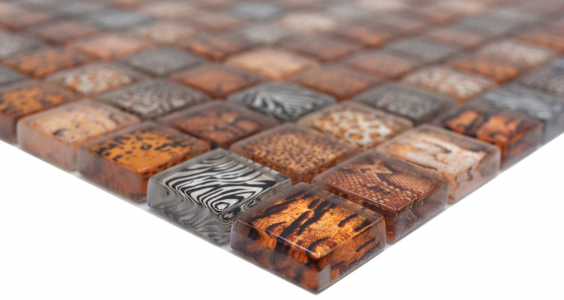 Piastrella di vetro a mosaico marrone chiaro lucido safari parete cucina bagno doccia MOS68-WL54