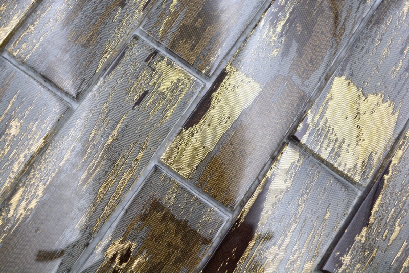 Piastrella di vetro a mosaico nero con oro lucido parete cucina bagno doccia MOS88-SW01