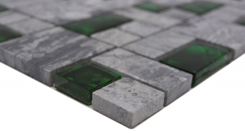 Natural stone glass mosaic gray with green glossy wall floor kitchen bathroom shower - MOS88-0405
