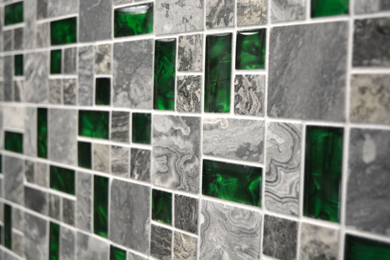 Natural stone glass mosaic gray with green glossy wall floor kitchen bathroom shower - MOS88-0405