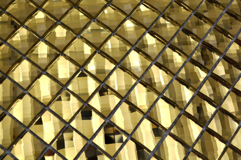 Diamond mosaic tile gold glossy wall kitchen bathroom shower MOS130-GO823