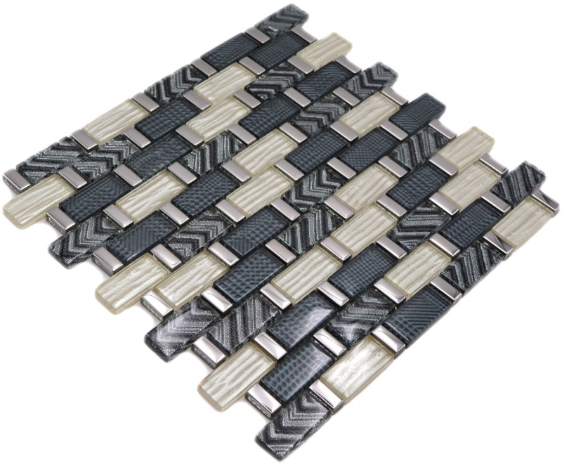 Glass mosaic mosaic tile gray silver gold glossy wall kitchen bathroom shower - MOS83-MW20