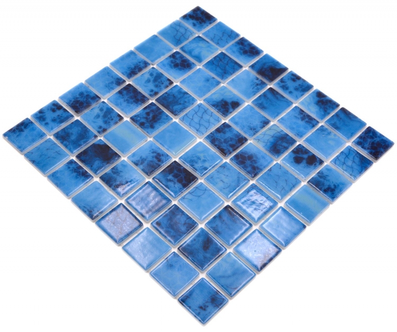 Schwimmbadmosaik Poolmosaik Glasmosaik blau changierend Wand Boden Küche Bad Dusche MOS220-P56385