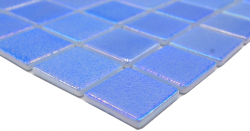 Schwimmbadmosaik Poolmosaik Glasmosaik blau irisierend mehrfarbig glänzend Wand Boden Küche Bad Dusche MOS220-P55382