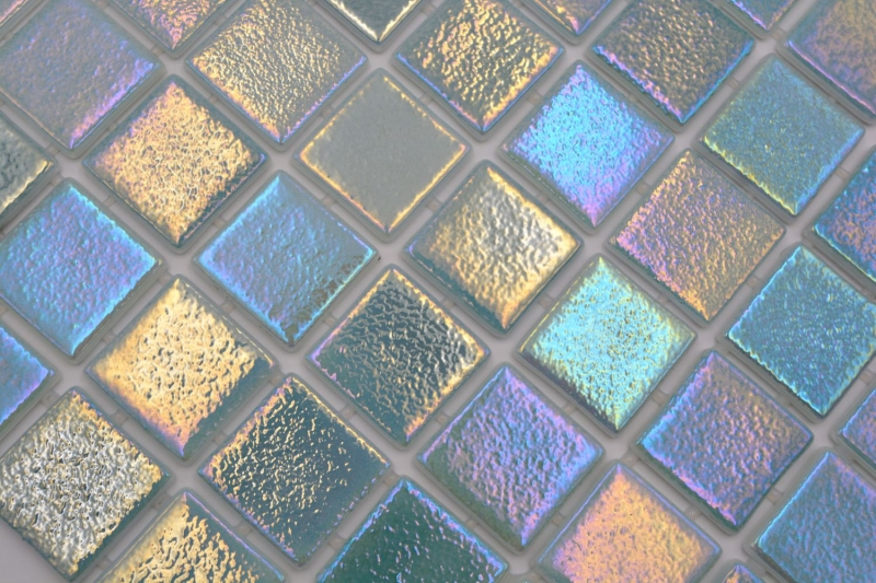 Schwimmbadmosaik Poolmosaik Glasmosaik Pastell grün irisierend mehrfarbig glänzend Wand Boden Küche Bad Dusche MOS220-P55383