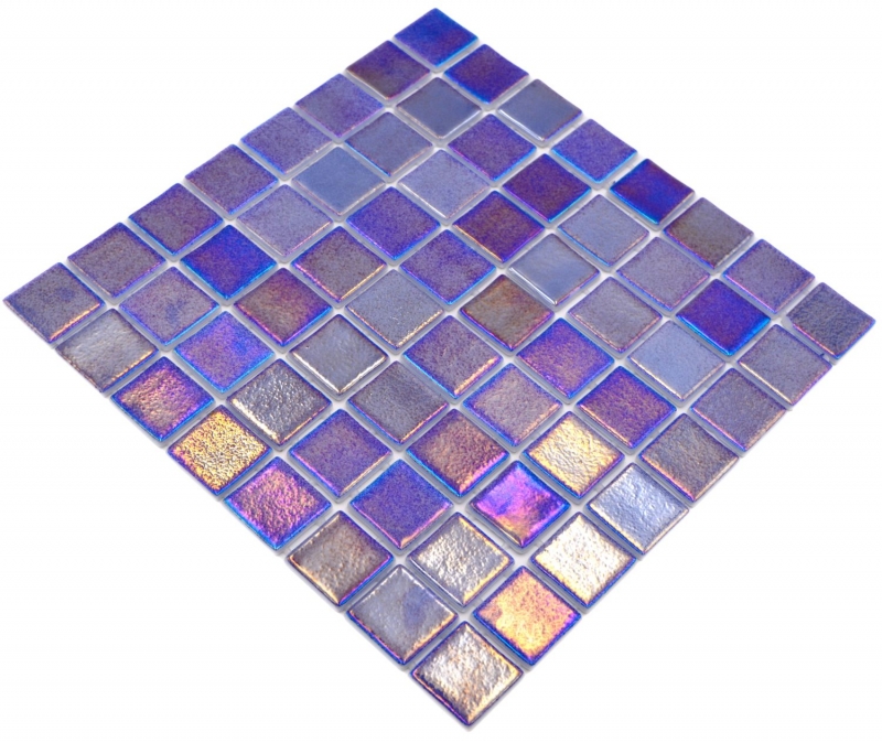 Schwimmbadmosaik Poolmosaik Glasmosaik blau lila mehrfarbig irisierend glänzend Wand Boden Küche Bad Dusche MOS220-P55385
