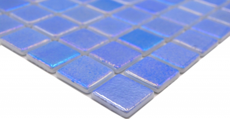 Schwimmbadmosaik Poolmosaik Glasmosaik blau irisierend mehrfarbig glänzend Wand Küche Bad Dusche MOS220-P55252