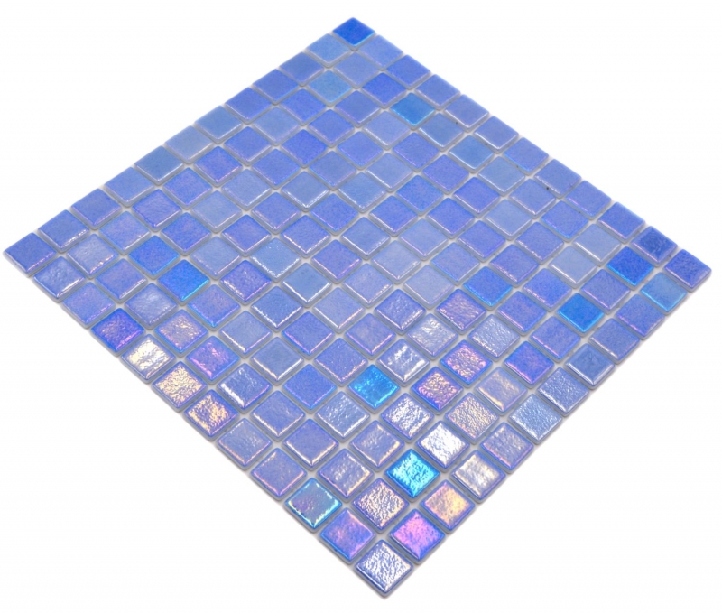 Schwimmbadmosaik Poolmosaik Glasmosaik blau irisierend mehrfarbig glänzend Wand Küche Bad Dusche MOS220-P55252