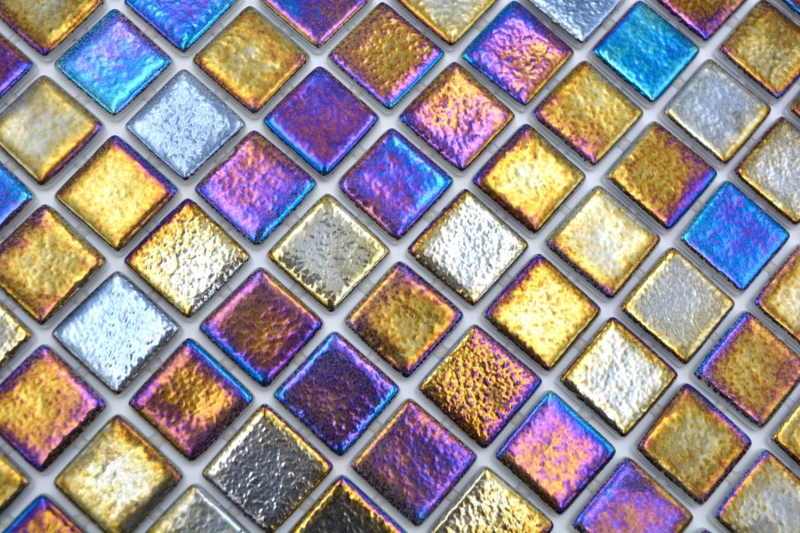 Schwimmbadmosaik Poolmosaik Glasmosaik schwarz mehrfarbig irisierend Wand Boden Küche Bad Dusche MOS220-P55256