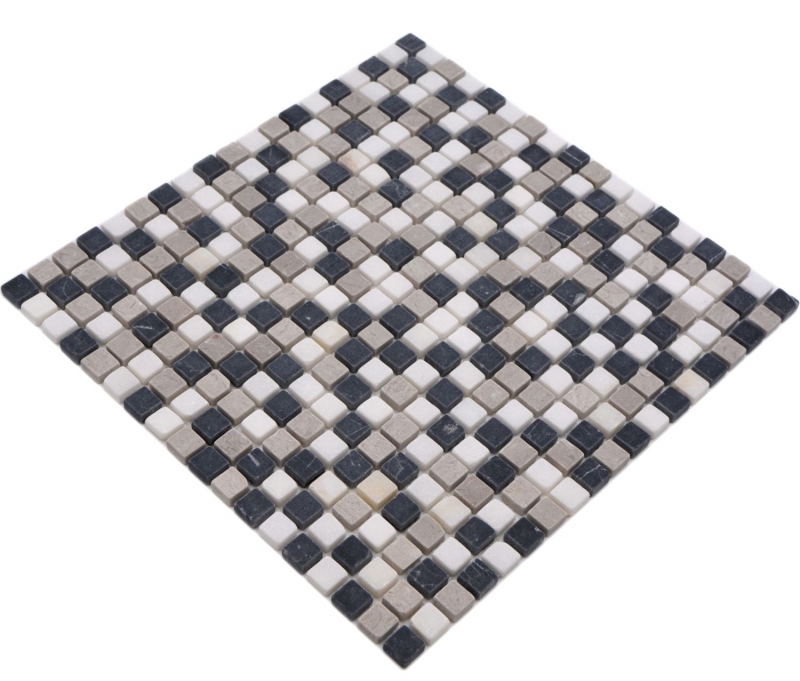 Natursteinmosaik Marmor beige grau schwarz matt Wand Boden Küche Bad Dusche MOS38-15-1125
