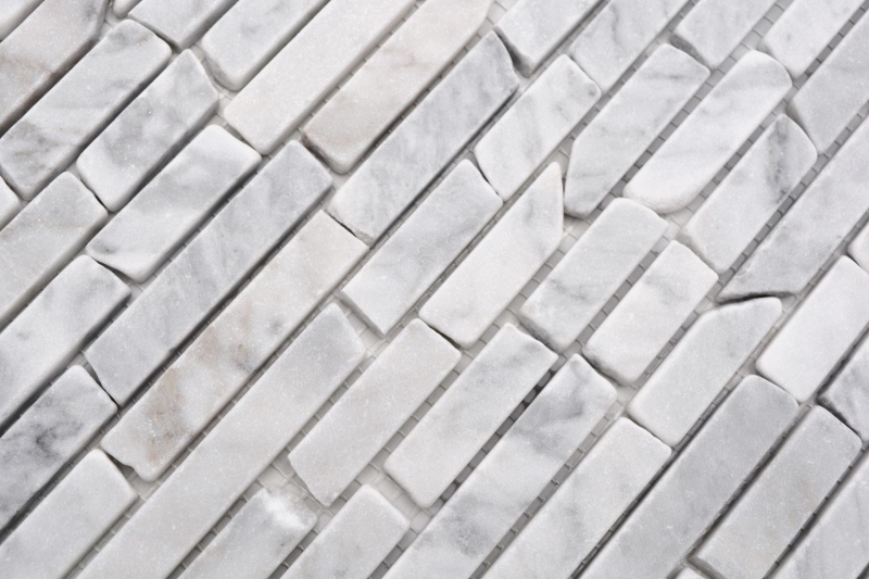 Piastrelle mosaico pietra naturale marmo bianco carrara opaco parete pavimento cucina bagno doccia MOS40-Brick2000