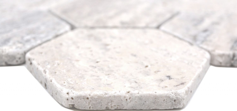 Natural stone mosaic tiles terrace travertine white gray matt wall floor kitchen bathroom shower MOS42-HX147