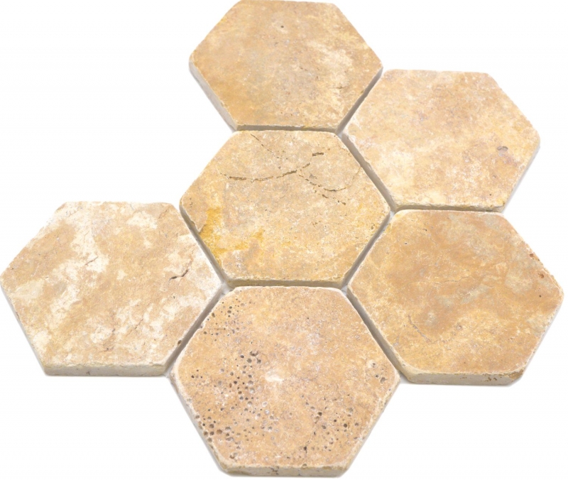 Piastrelle di pietra naturale mosaico terrazza travertino giallo oro opaco parete pavimento cucina bagno doccia MOS42-HX151