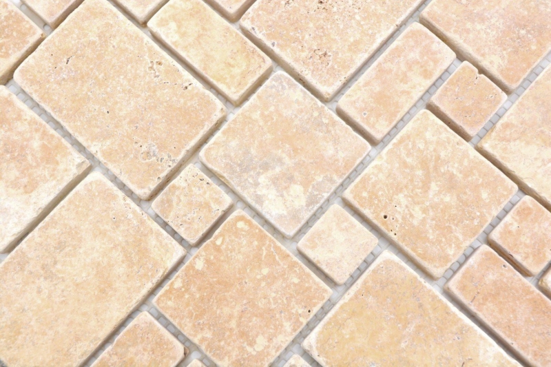 Naturstein Mosaikfliesen Terrasse Travertin goldgelb matt Wand Boden Küche Bad Dusche MOS40-FP51
