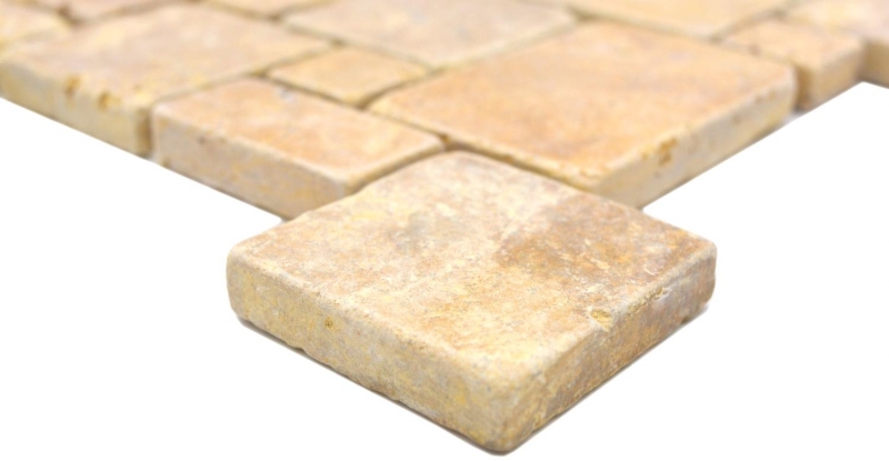 Piastrelle di pietra naturale mosaico terrazza travertino giallo oro opaco muro pavimento cucina bagno doccia MOS40-FP51