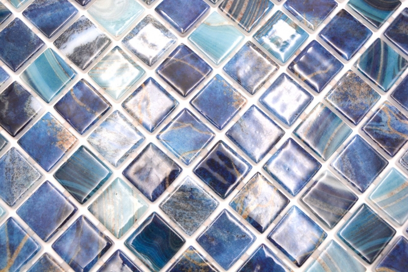Swimming pool mosaic pool mosaic glass mosaic royal blue iridescent glossy wall floor kitchen bathroom shower MOS220-P56254_f