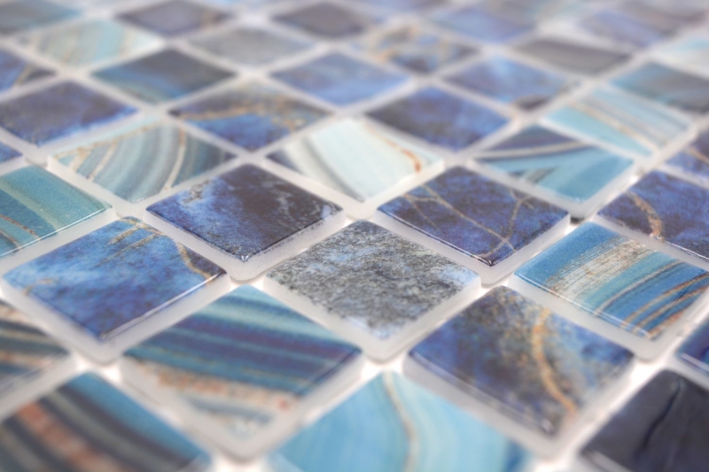 Mosaico piscina mosaico piscina mosaico vetro blu reale iridescente lucido muro pavimento cucina bagno doccia MOS220-P56254_f