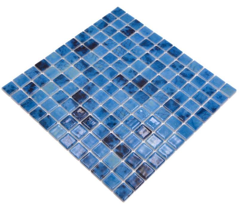 Schwimmbadmosaik Poolmosaik Glasmosaik blau changierend glänzend Wand Boden Küche Bad Dusche MOS220-P56255_f