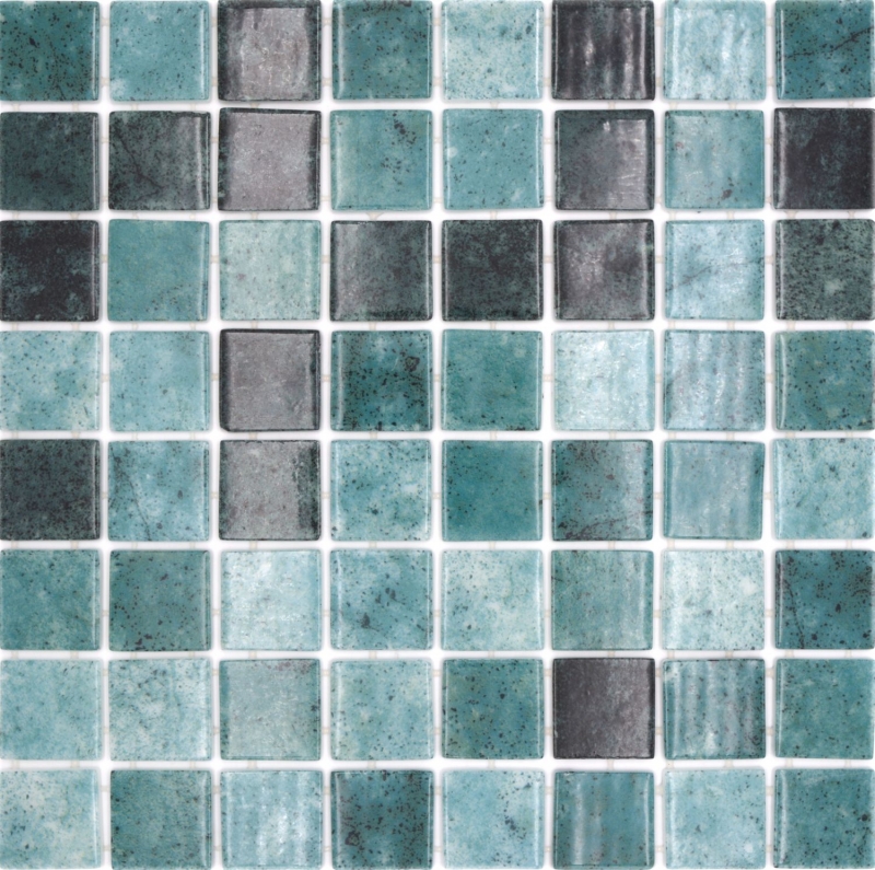 Schwimmbadmosaik Poolmosaik Glasmosaik grün anthrazit changierend Wand Boden Küche Bad Dusche MOS220-P56388_f