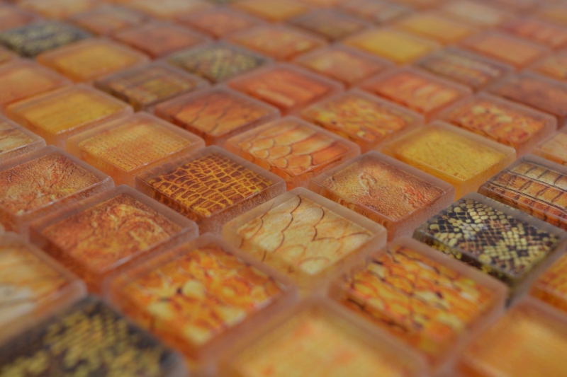 Piastrella di vetro a mosaico arancione lucido serpente parete cucina bagno doccia MOS68-WL44_f
